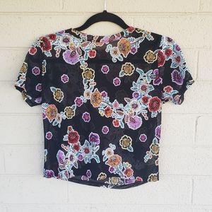 Mesh Floral Crop Top
